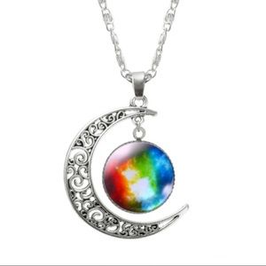 3/$30 Starry Moon Gemstone Silver Necklace